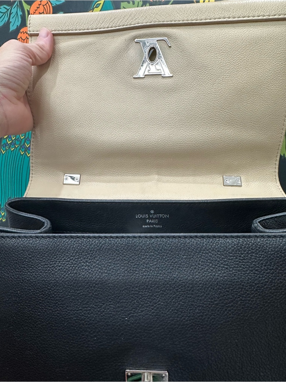 Louis Vuitton Lockme II Taurillon Leather Vanille Black Top Handle Bag - Picture 10 of 14